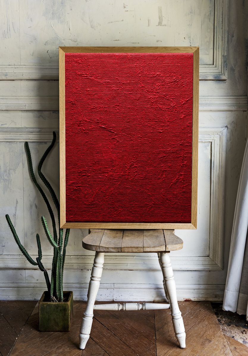 Crimson Textured Abstract Poster. room preview