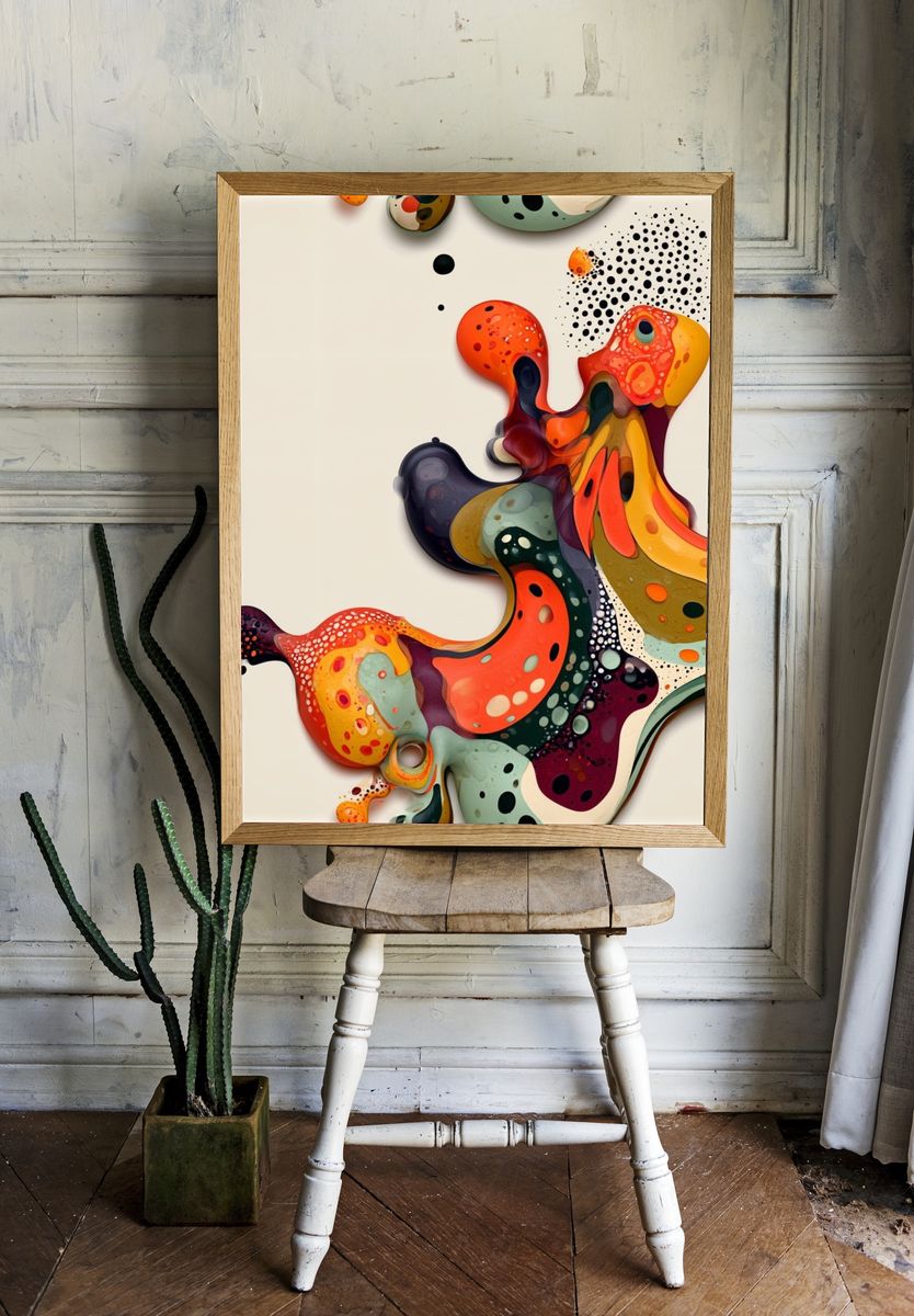 Colorful Organic Abstract Poster. — room view 1