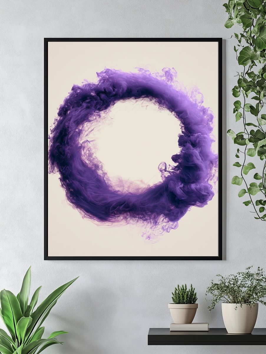 Purple Smoke Circle Abstract Poster. — room view 4