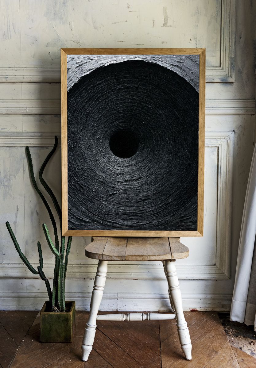 Black Spiral Texture Abstract Poster. — room view 1