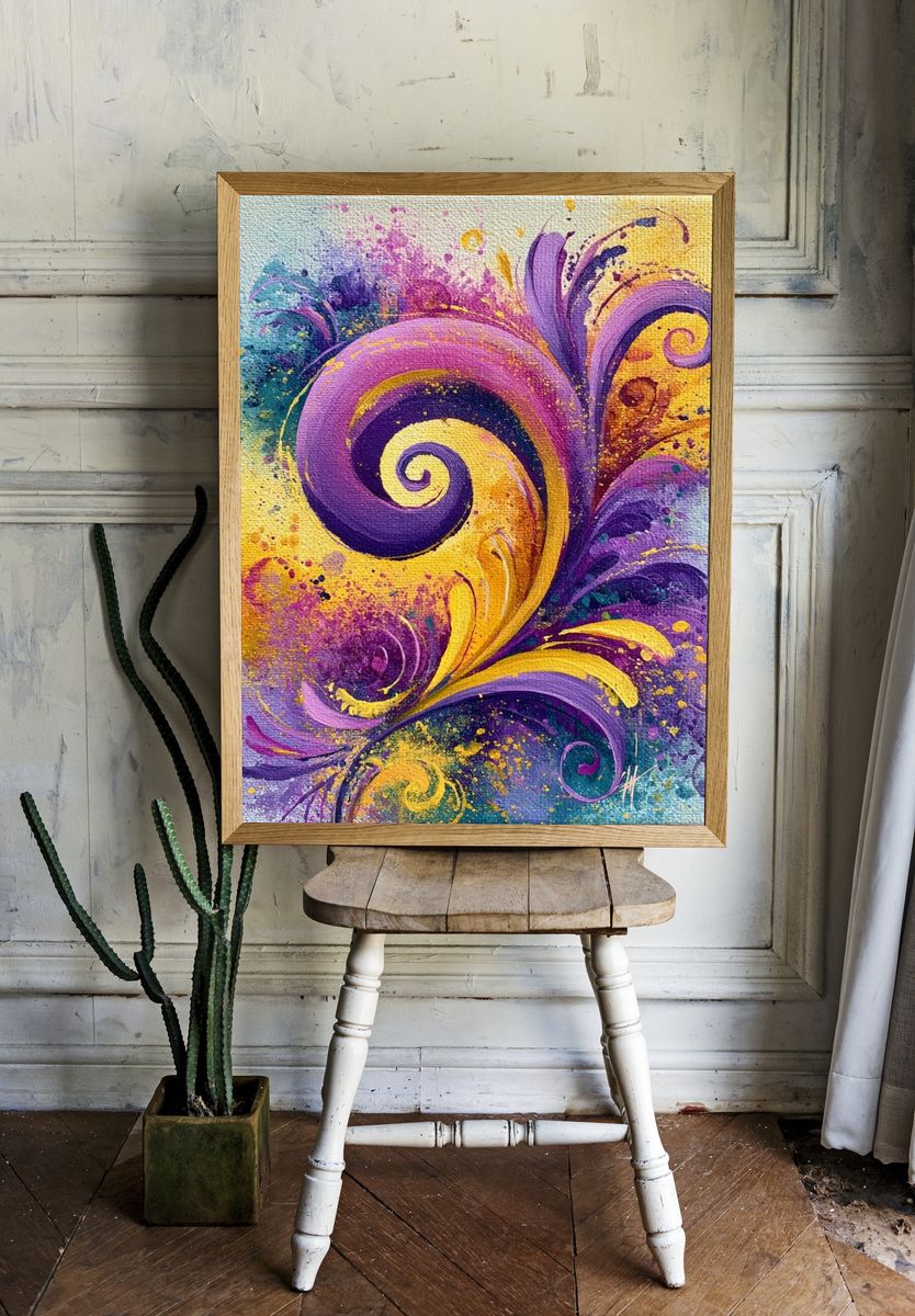 Purple Swirl Abstract Poster. room preview
