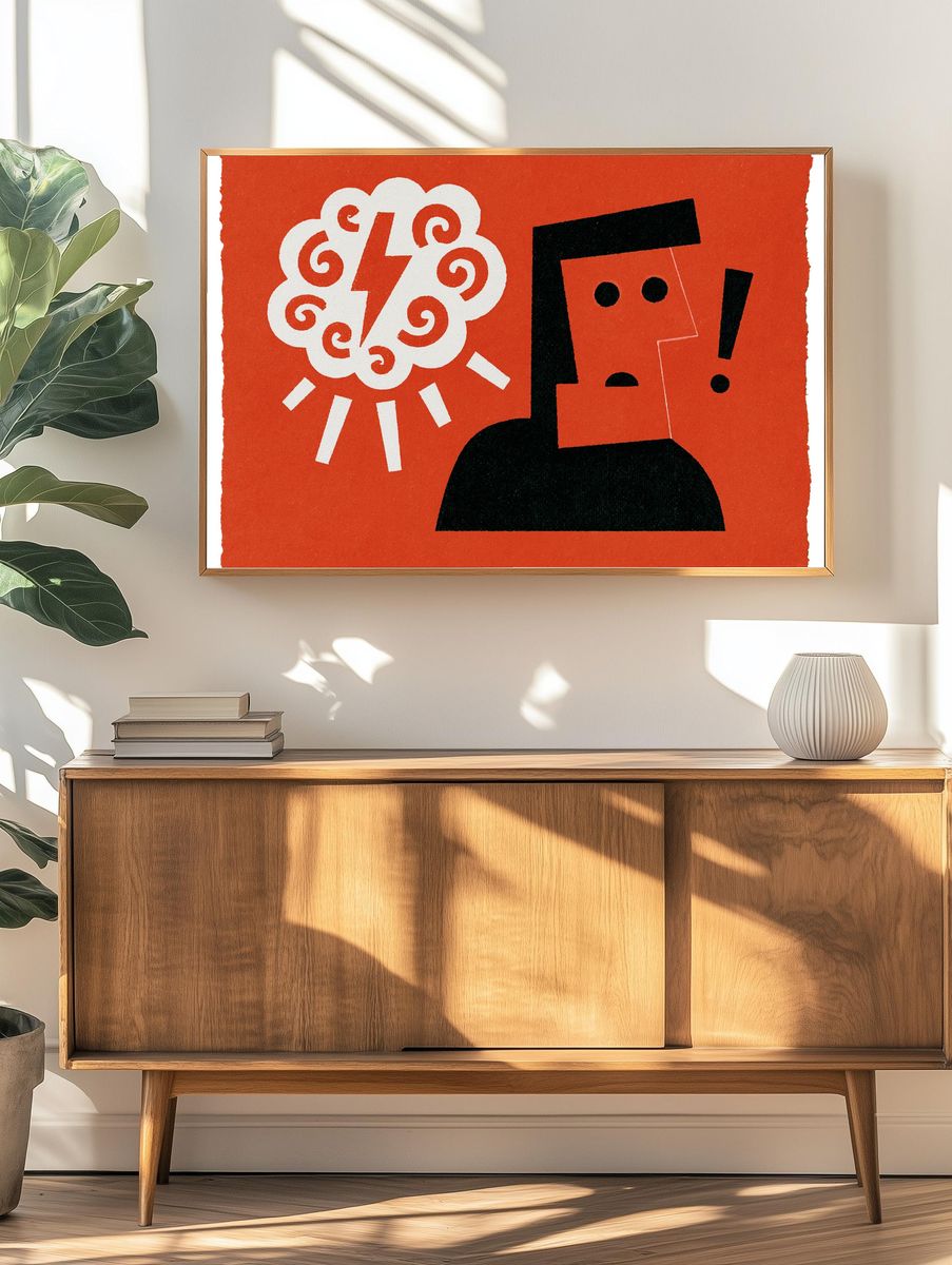 Abstract Face and Sun Poster. — room view 3