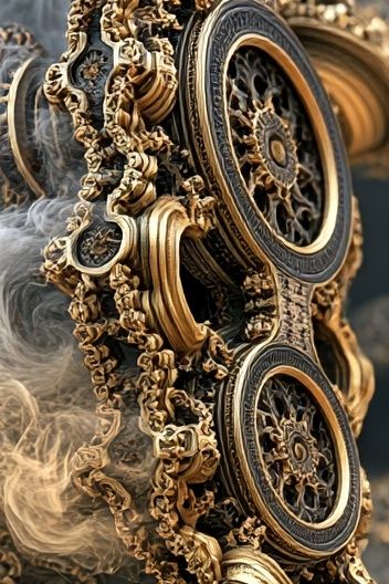 Ornate Gilded Mechanical Relief Poster. poster detail