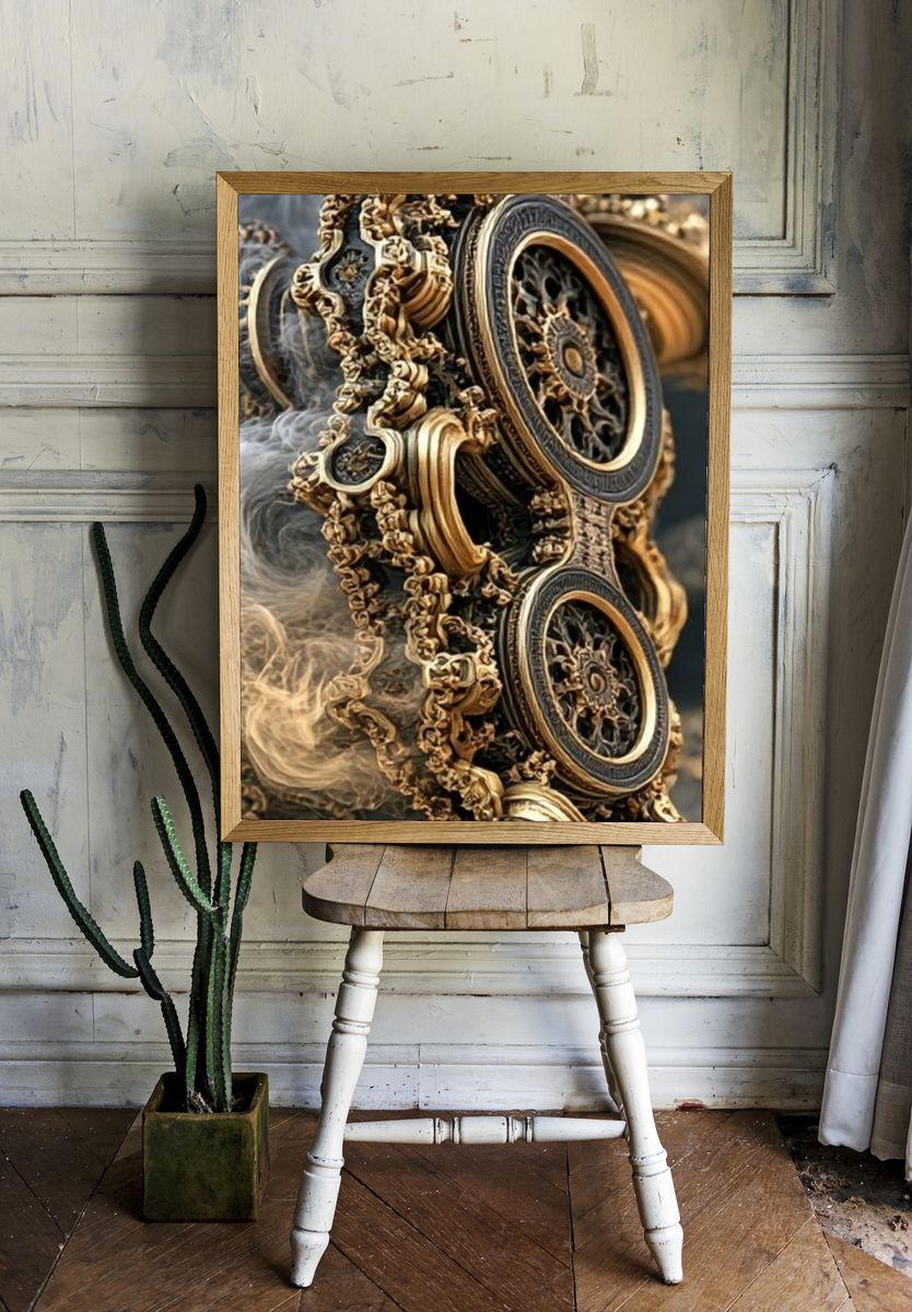 Ornate Gilded Mechanical Relief Poster. room preview