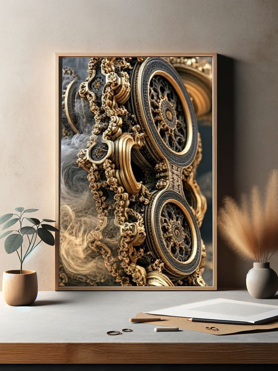 Ornate Gilded Mechanical Relief Poster. — room view 2