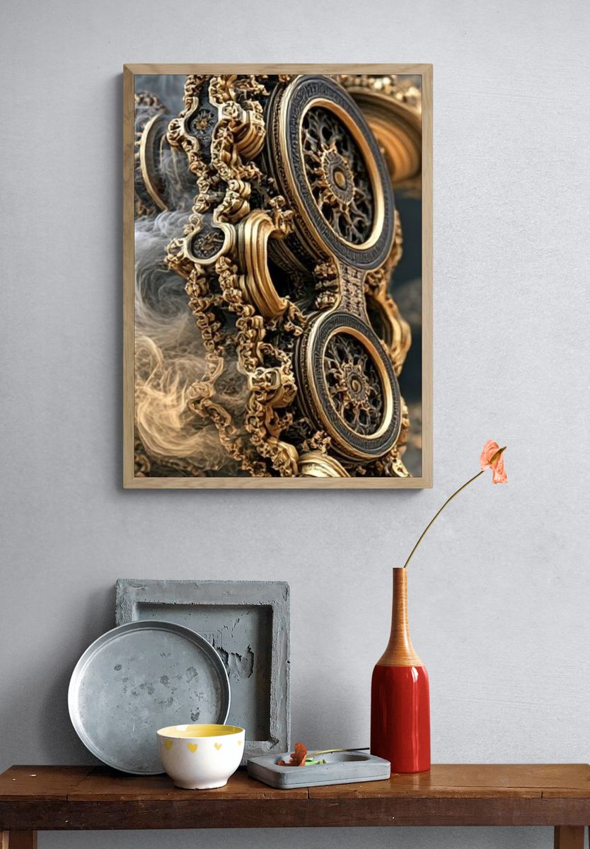 Ornate Gilded Mechanical Relief Poster. — room view 3