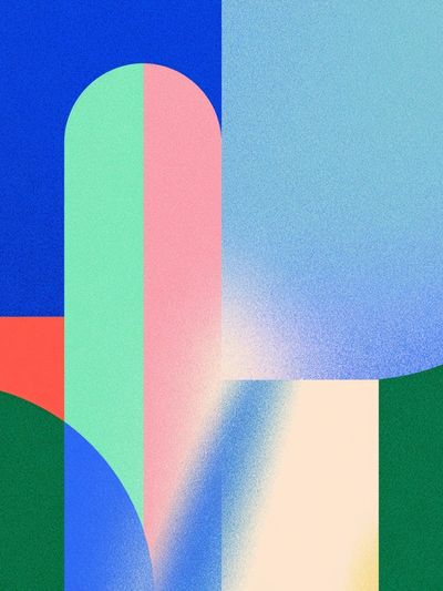 Geometric Color Blocks Abstract Poster.