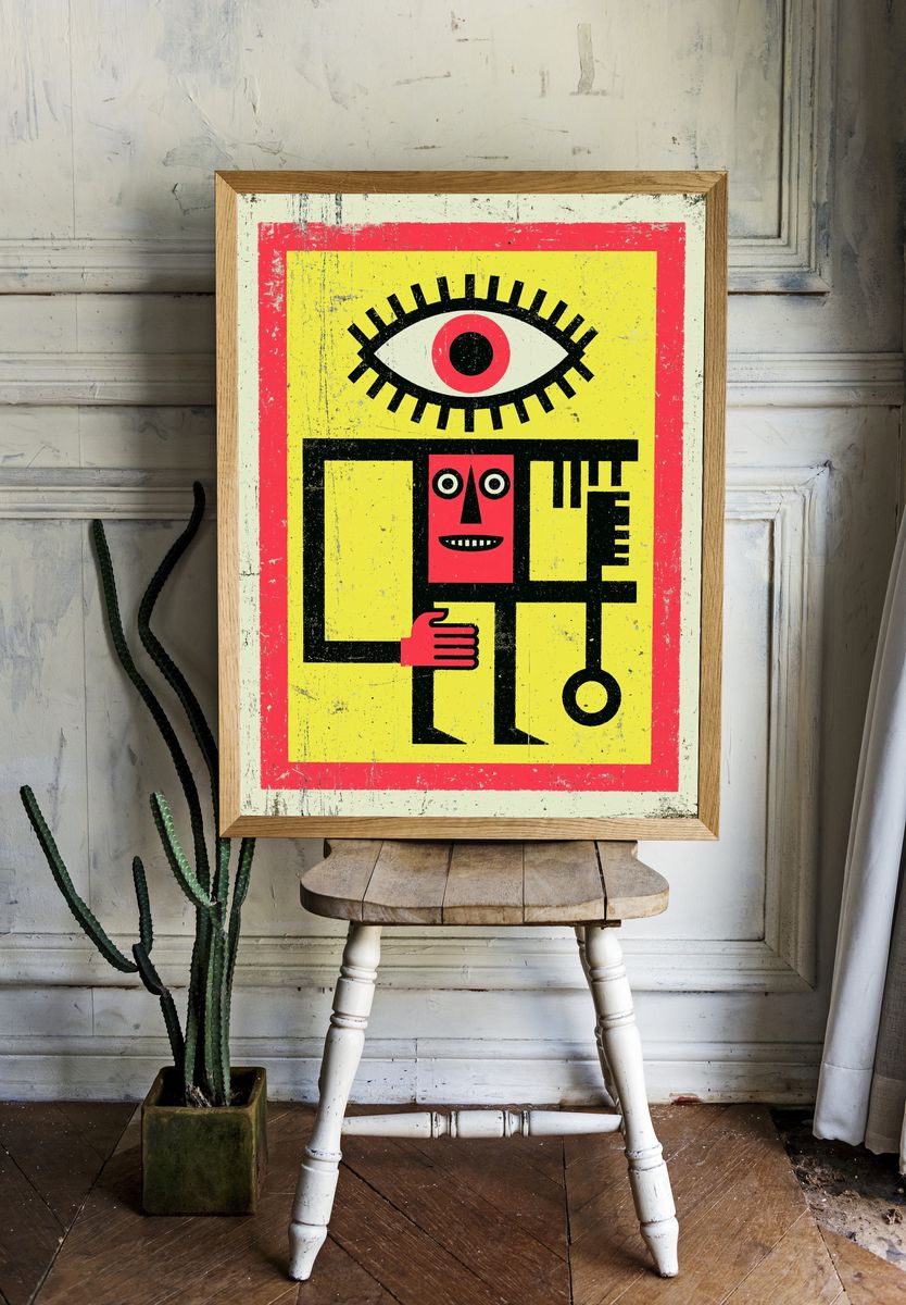 Geometric Face Abstract Poster. room preview