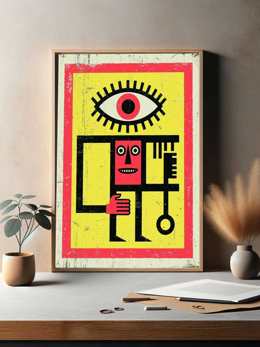 Geometric Face Abstract Poster. — room view 2