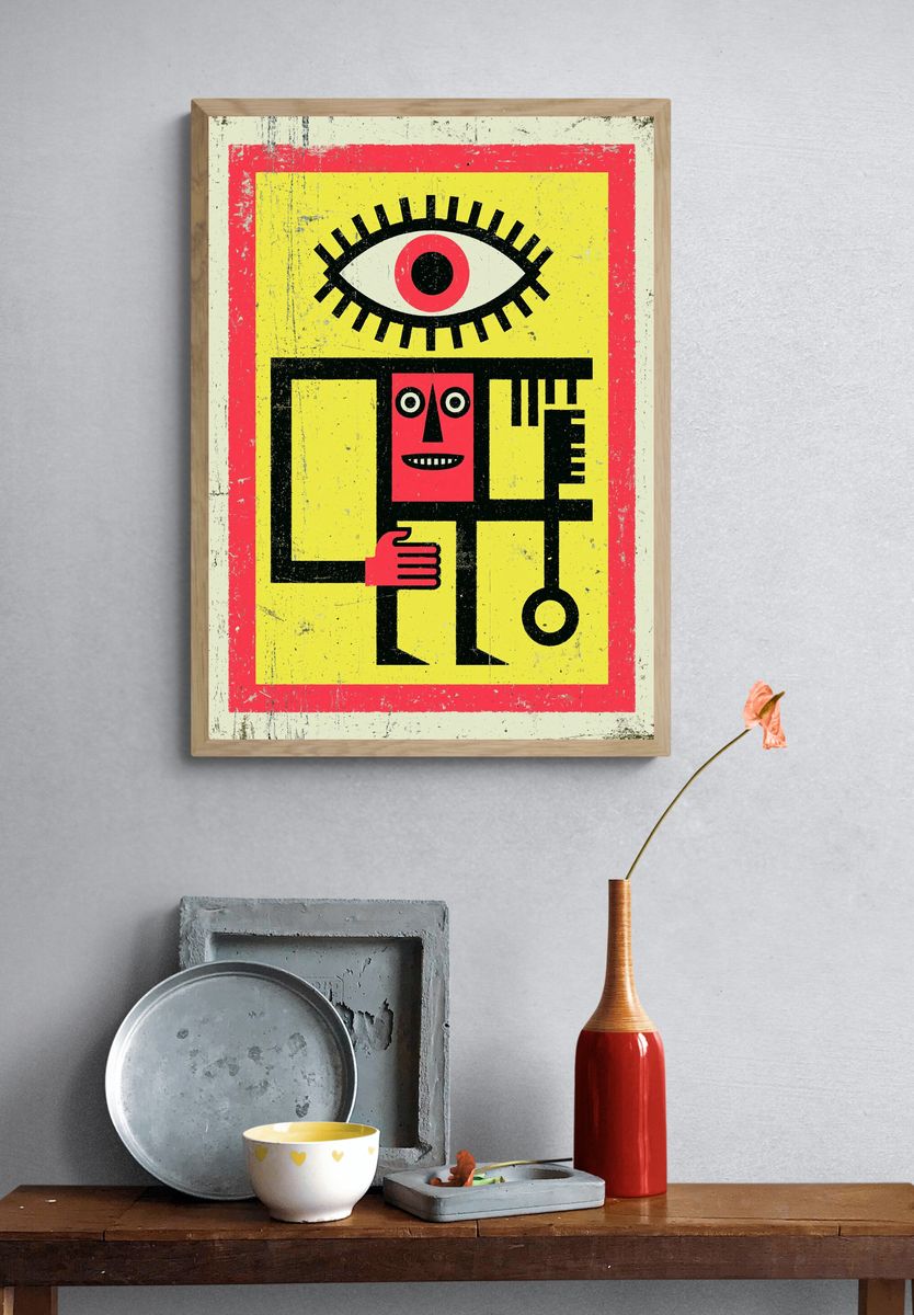 Geometric Face Abstract Poster. — room view 3