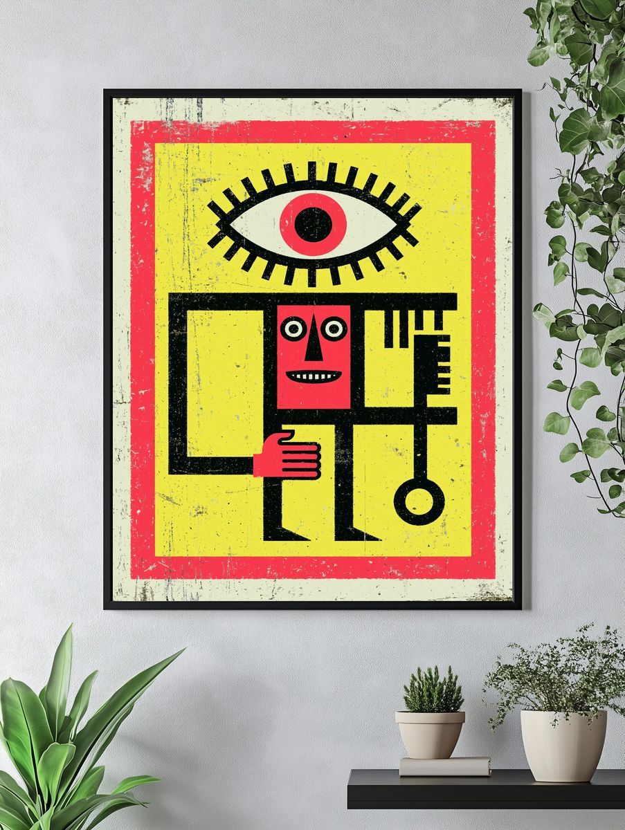 Geometric Face Abstract Poster. — room view 4