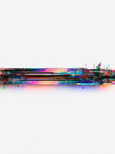 Neon Glitch Horizon Abstract Poster. poster