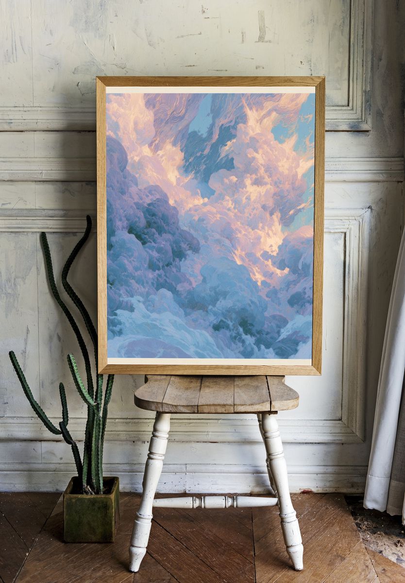 Dreamy Cloudscape Abstract Print. room preview