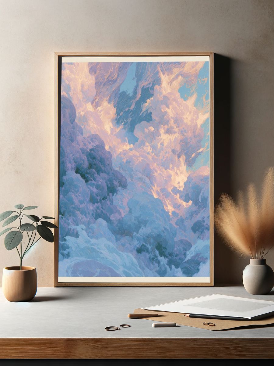 Dreamy Cloudscape Abstract Print. — room view 2