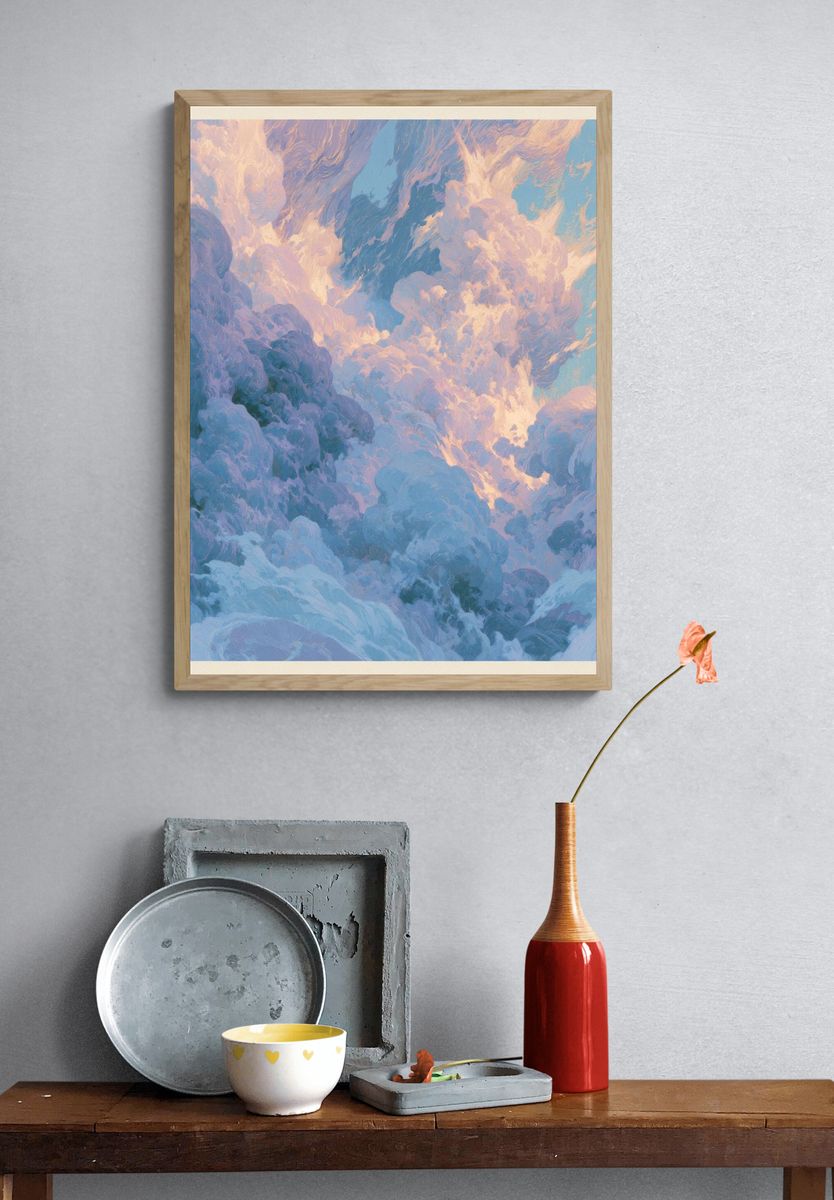 Dreamy Cloudscape Abstract Print. — room view 3