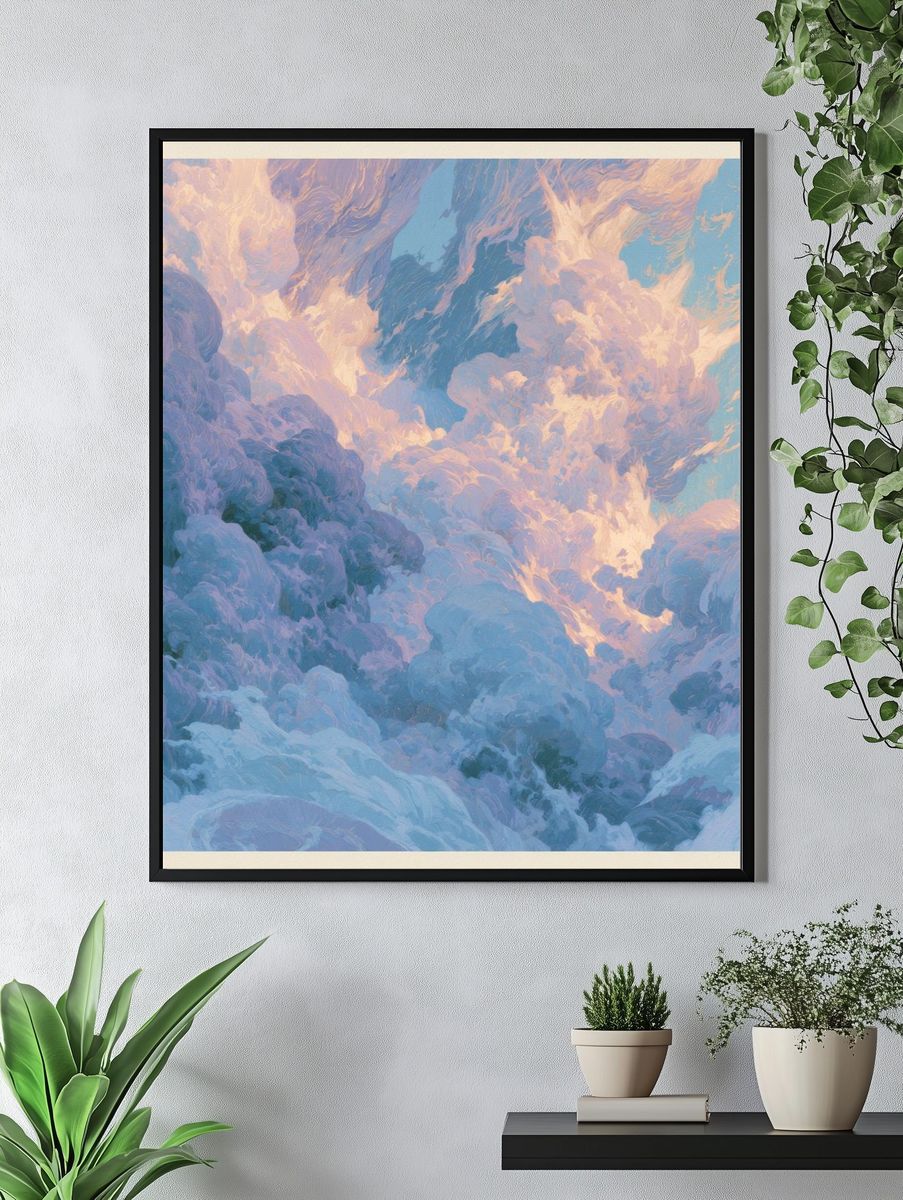 Dreamy Cloudscape Abstract Print. — room view 4