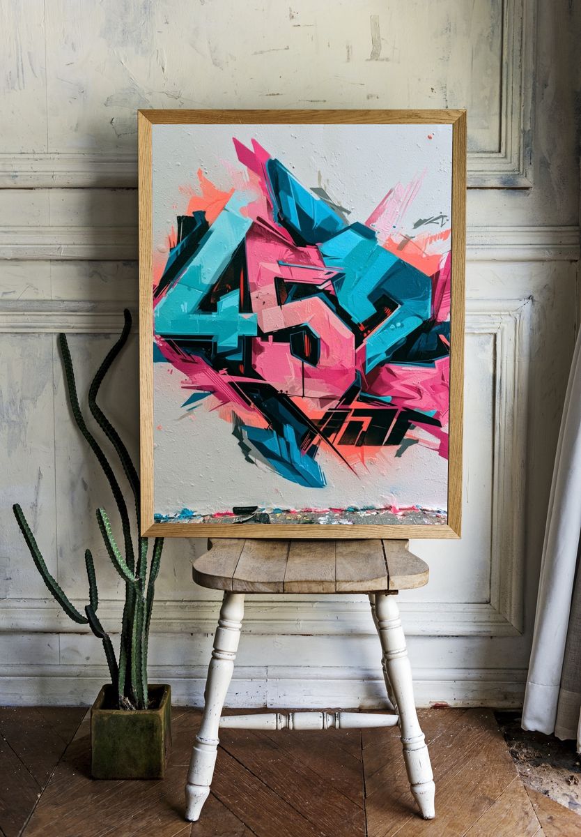 Neon Graffiti Abstract Poster. room preview