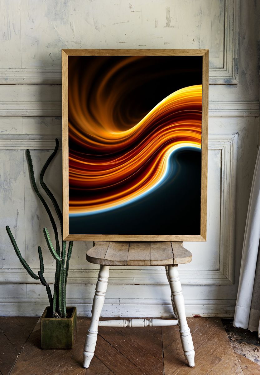Golden Flow Abstract Poster. — room view 1
