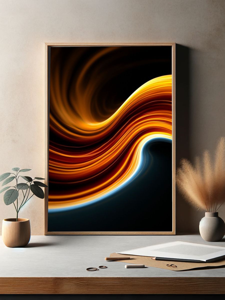 Golden Flow Abstract Poster. — room view 2
