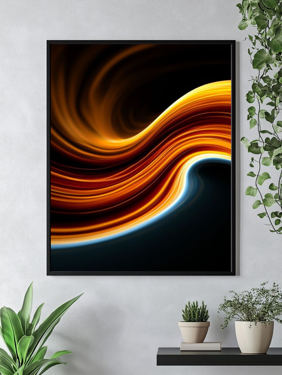 Golden Flow Abstract Poster. — room view 4