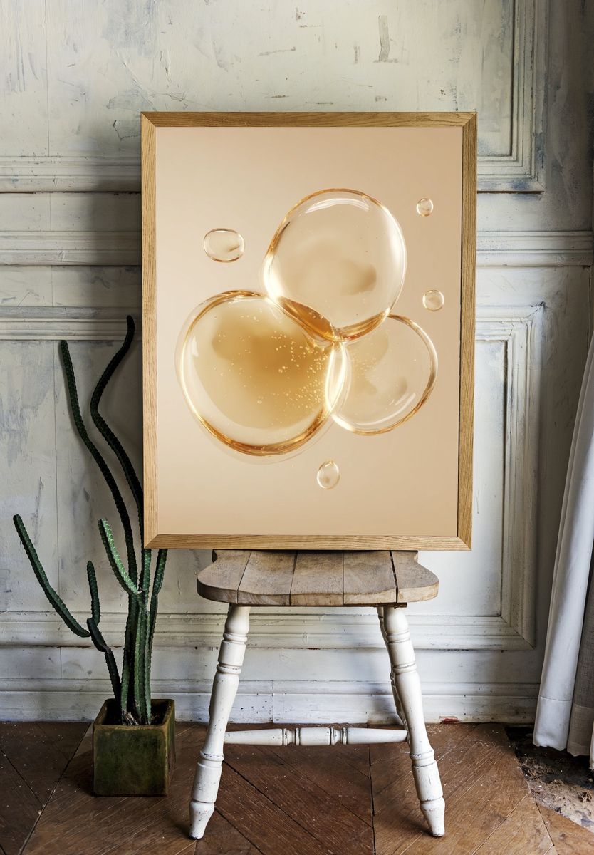 Golden Glass Orbs Abstract Poster. room preview