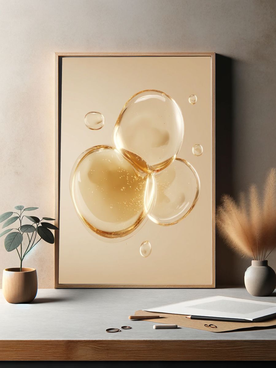 Golden Glass Orbs Abstract Poster. — room view 2