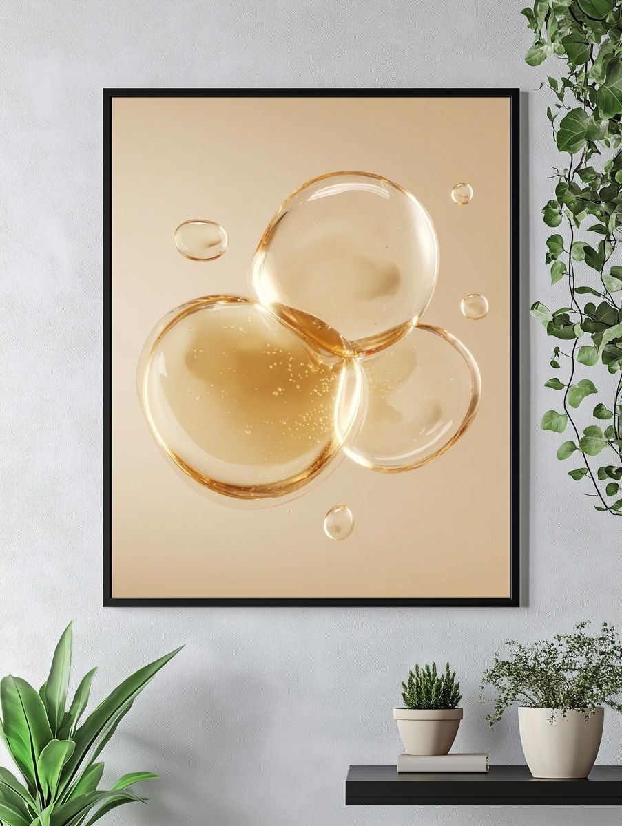 Golden Glass Orbs Abstract Poster. — room view 4