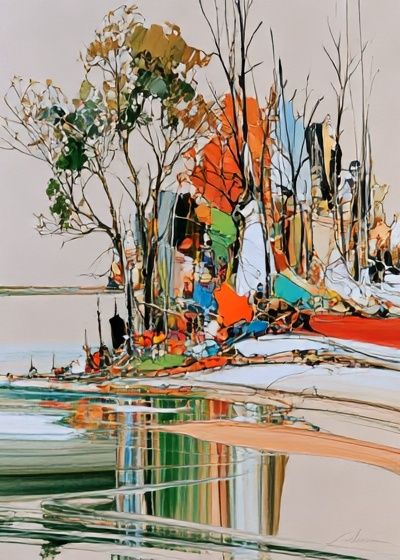 Abstract Landscape Colorful Poster.