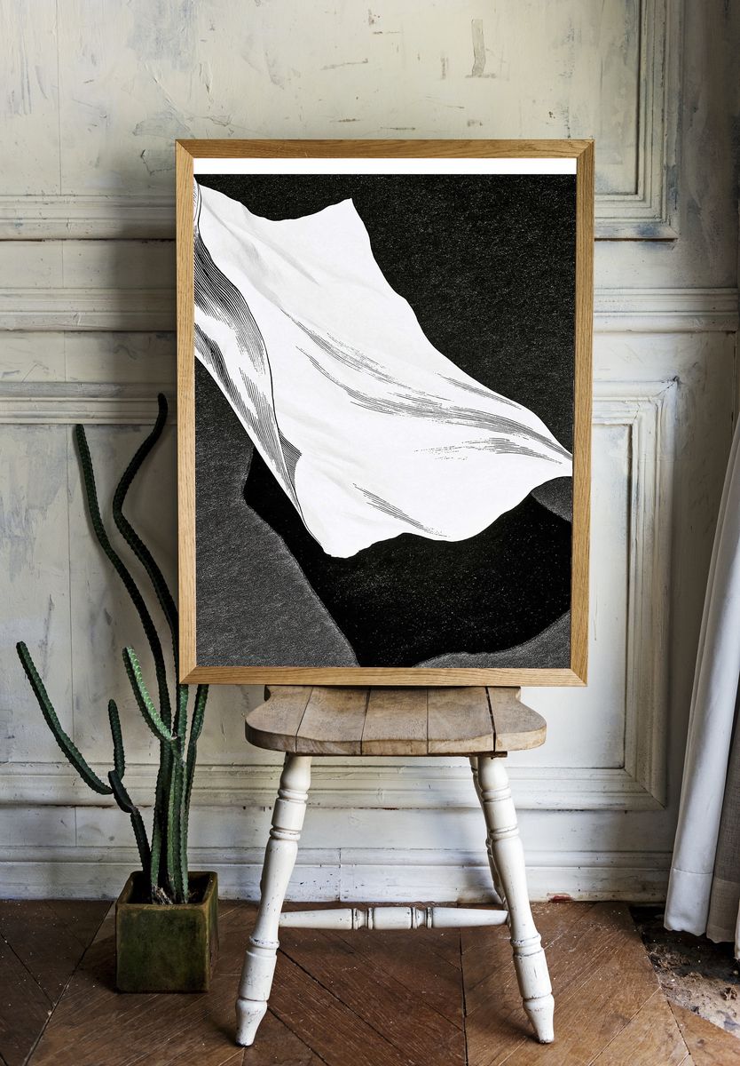 Monochrome Shell Abstract Print. — room view 1