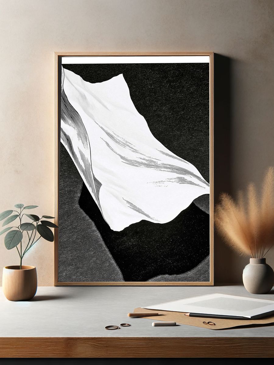 Monochrome Shell Abstract Print. — room view 2