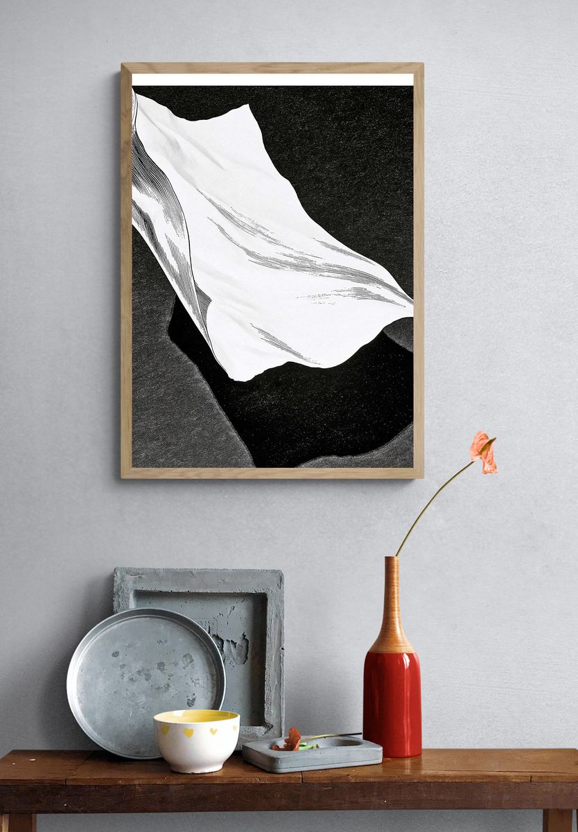 Monochrome Shell Abstract Print. — room view 3