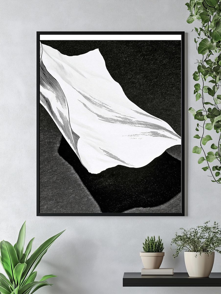 Monochrome Shell Abstract Print. — room view 4