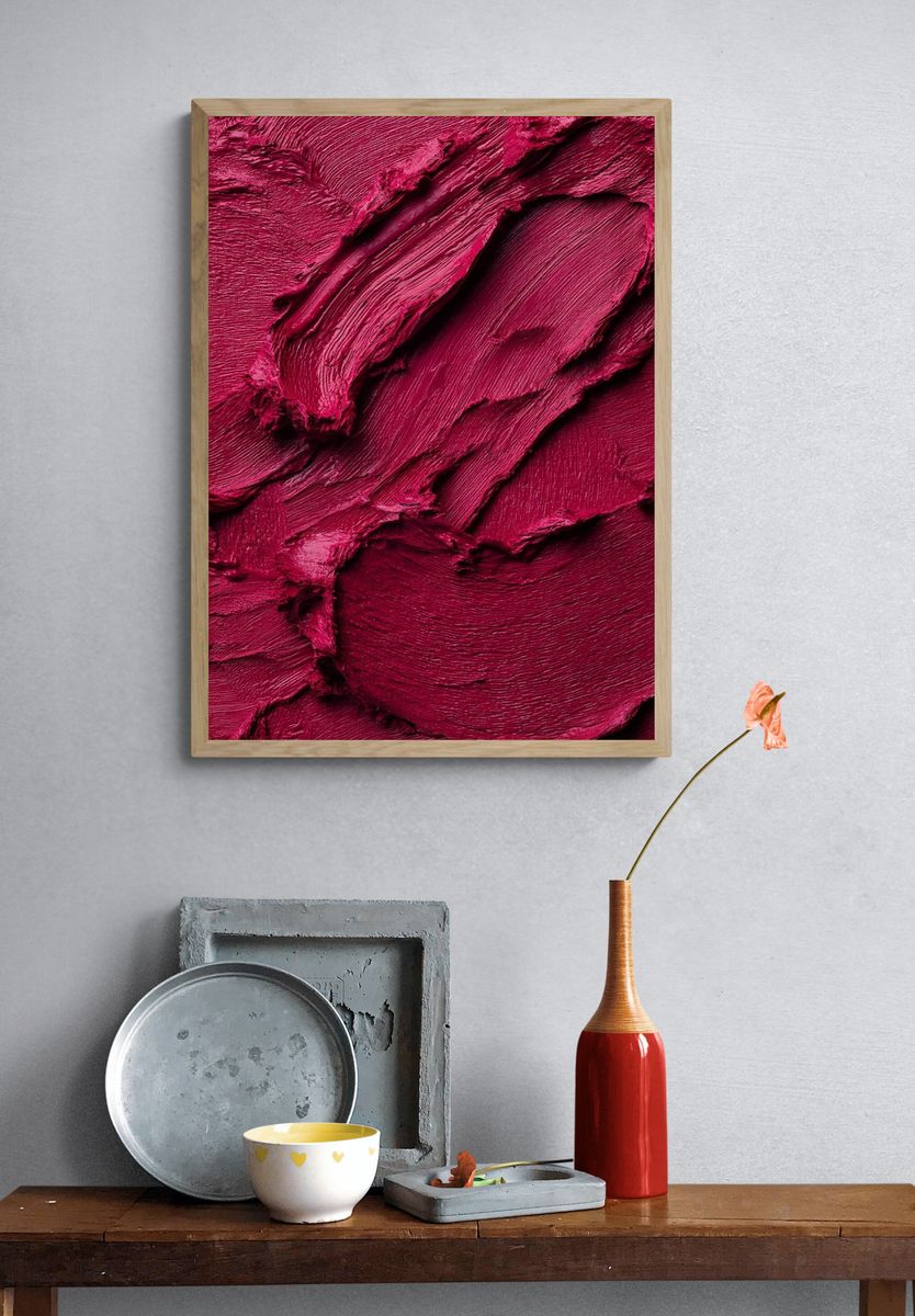 Magenta Paint Texture Abstract Poster. — room view 3