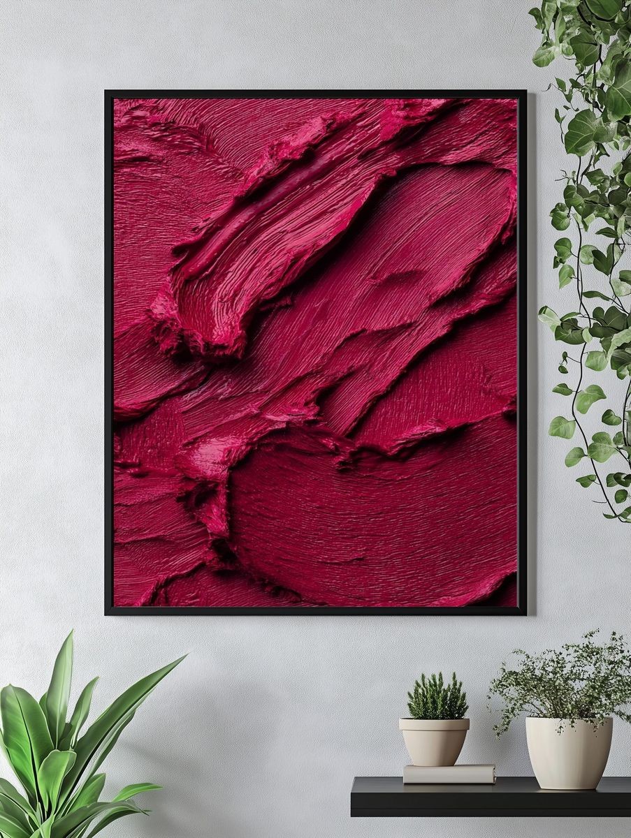 Magenta Paint Texture Abstract Poster. — room view 4