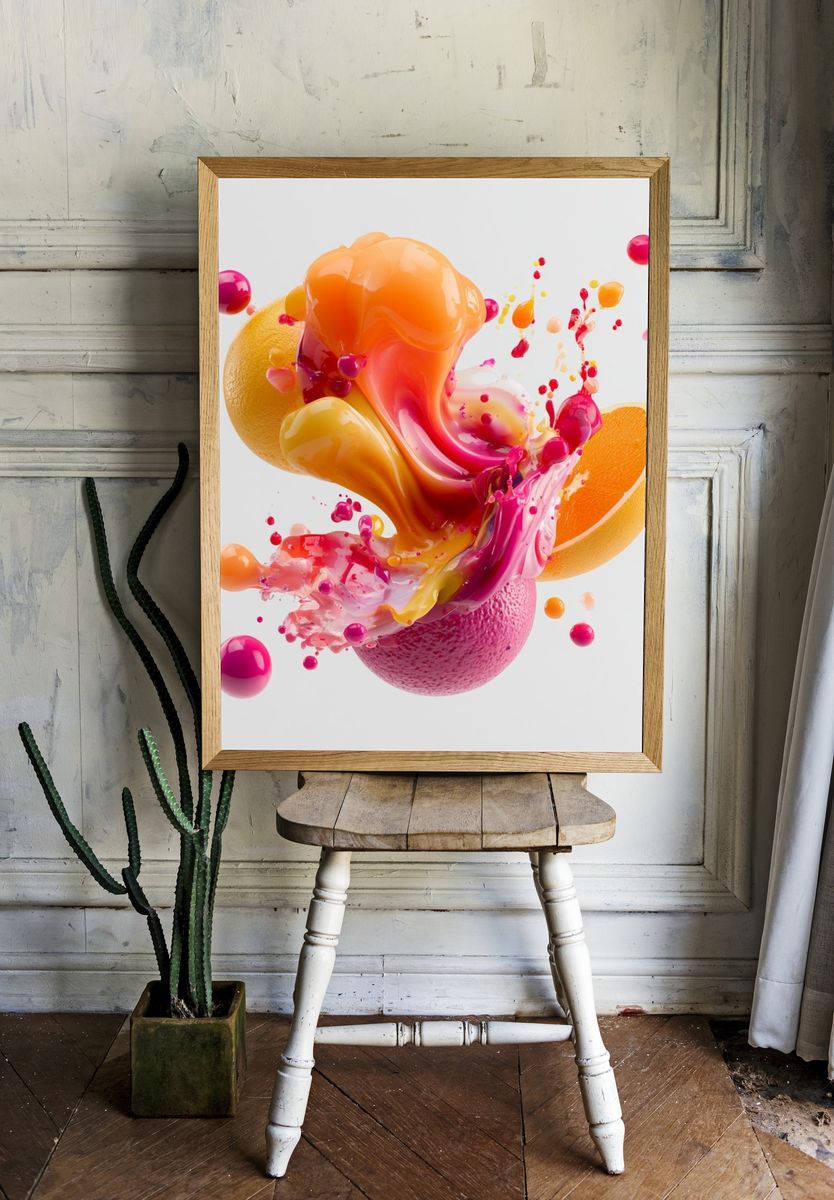 Citrus Splash Abstract Poster. room preview