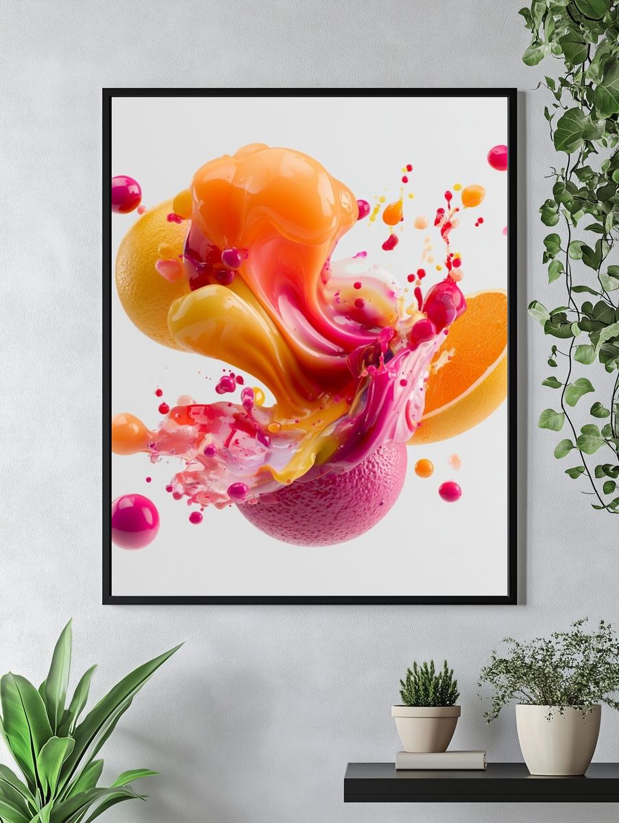 Citrus Splash Abstract Poster. — room view 4