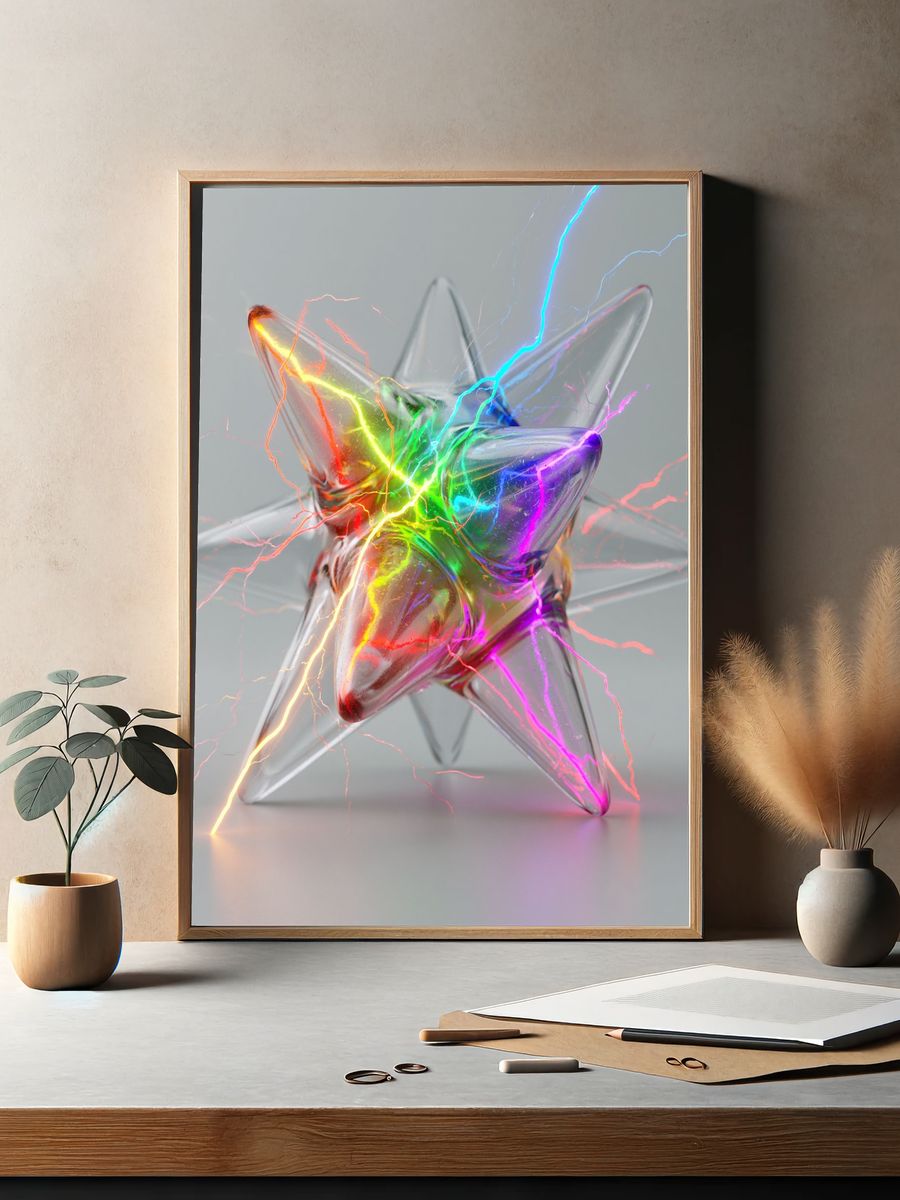 Neon Glass Star Abstract Poster. — room view 2