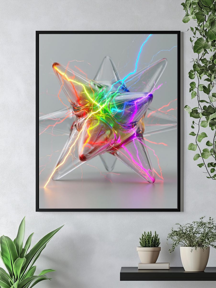 Neon Glass Star Abstract Poster. — room view 4