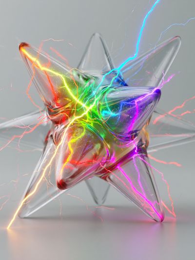 Neon Glass Star Abstract Poster.