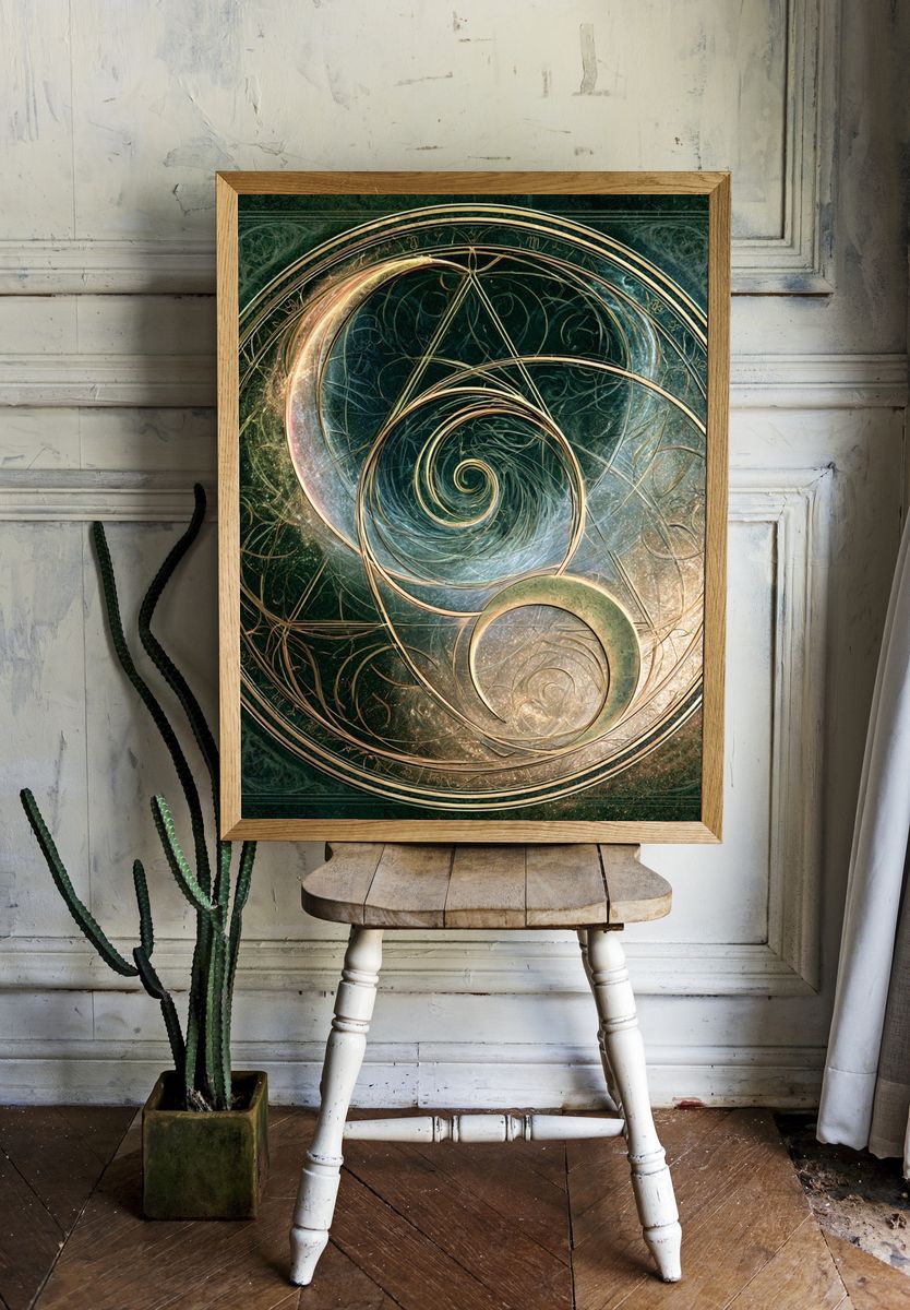 Celestial Spiral Abstract Poster. — room view 1