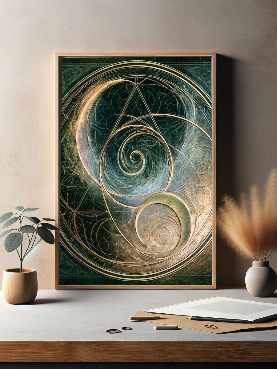 Celestial Spiral Abstract Poster. — room view 2