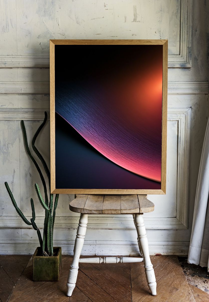 Neon Curve Abstract Poster. room preview