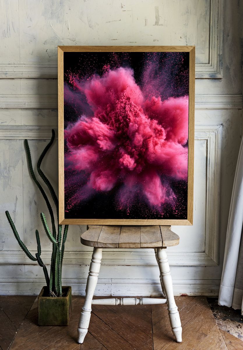 Pink Powder Burst Abstract Poster. — room view 1