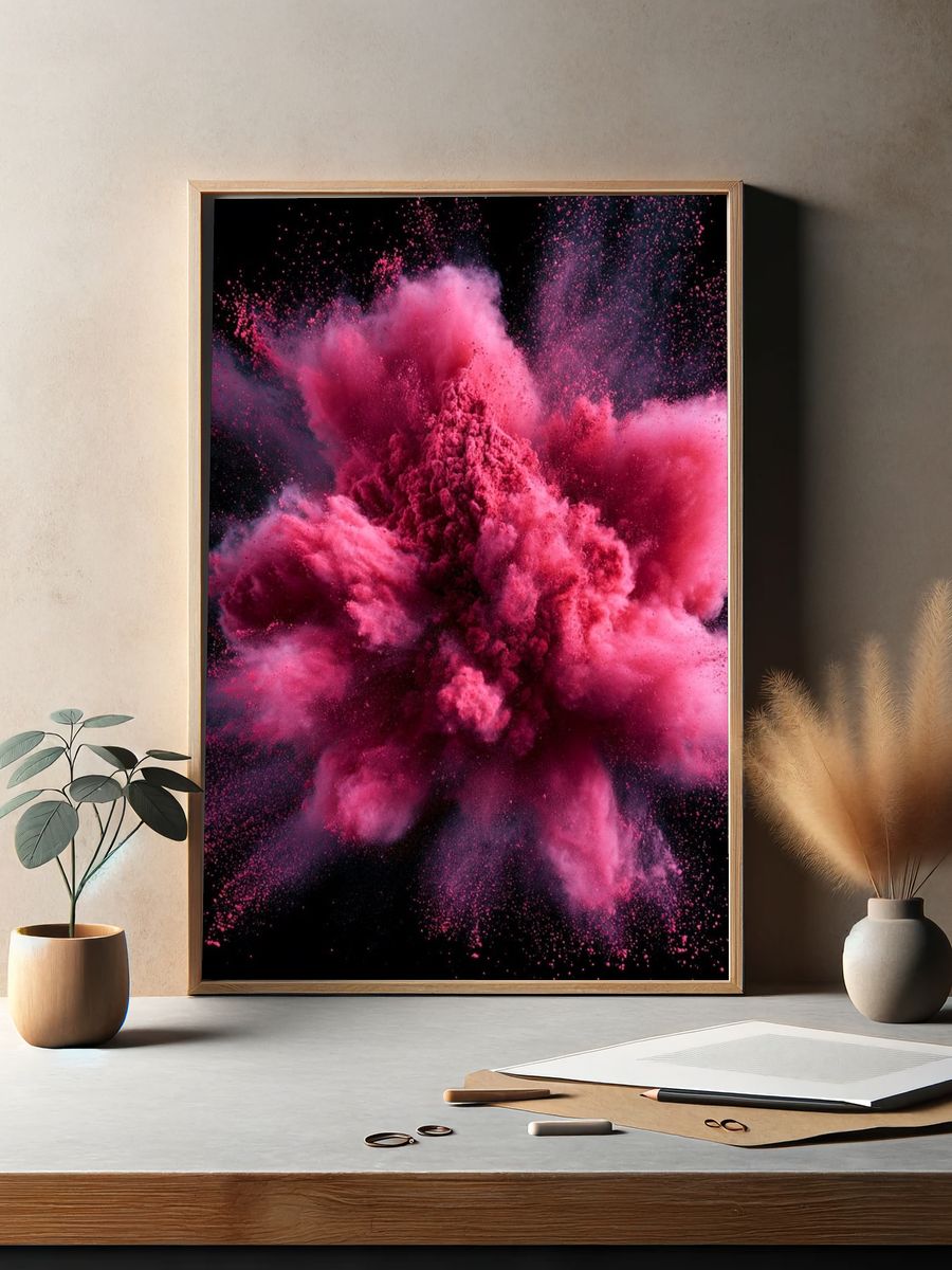 Pink Powder Burst Abstract Poster. — room view 2