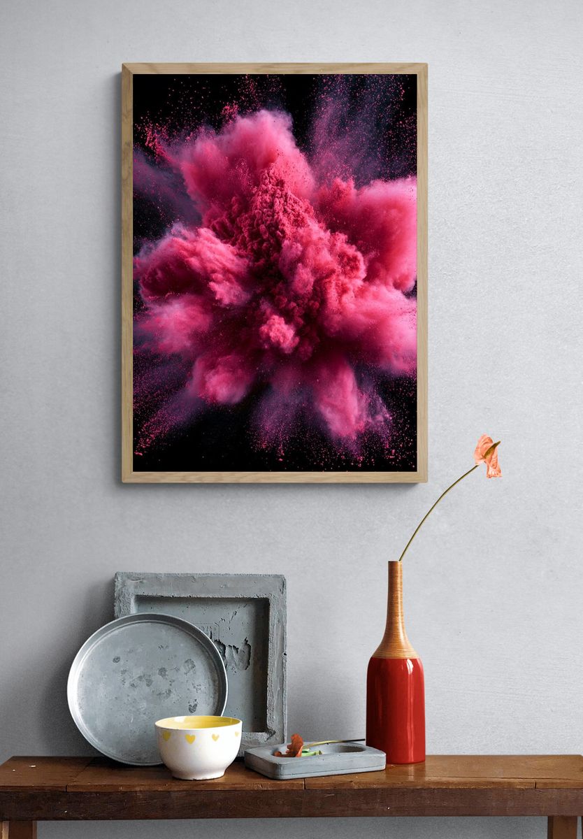Pink Powder Burst Abstract Poster. — room view 3
