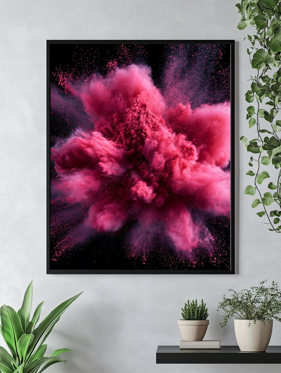 Pink Powder Burst Abstract Poster. — room view 4