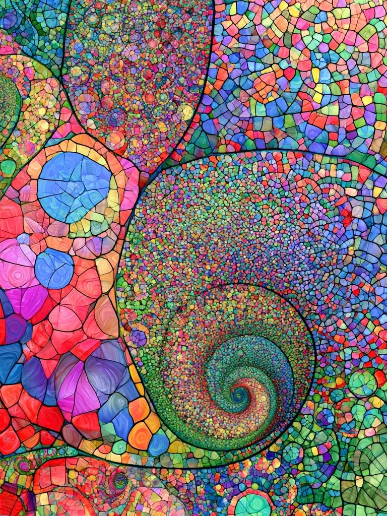 Colorful Mosaic Spiral Abstract Poster. poster detail