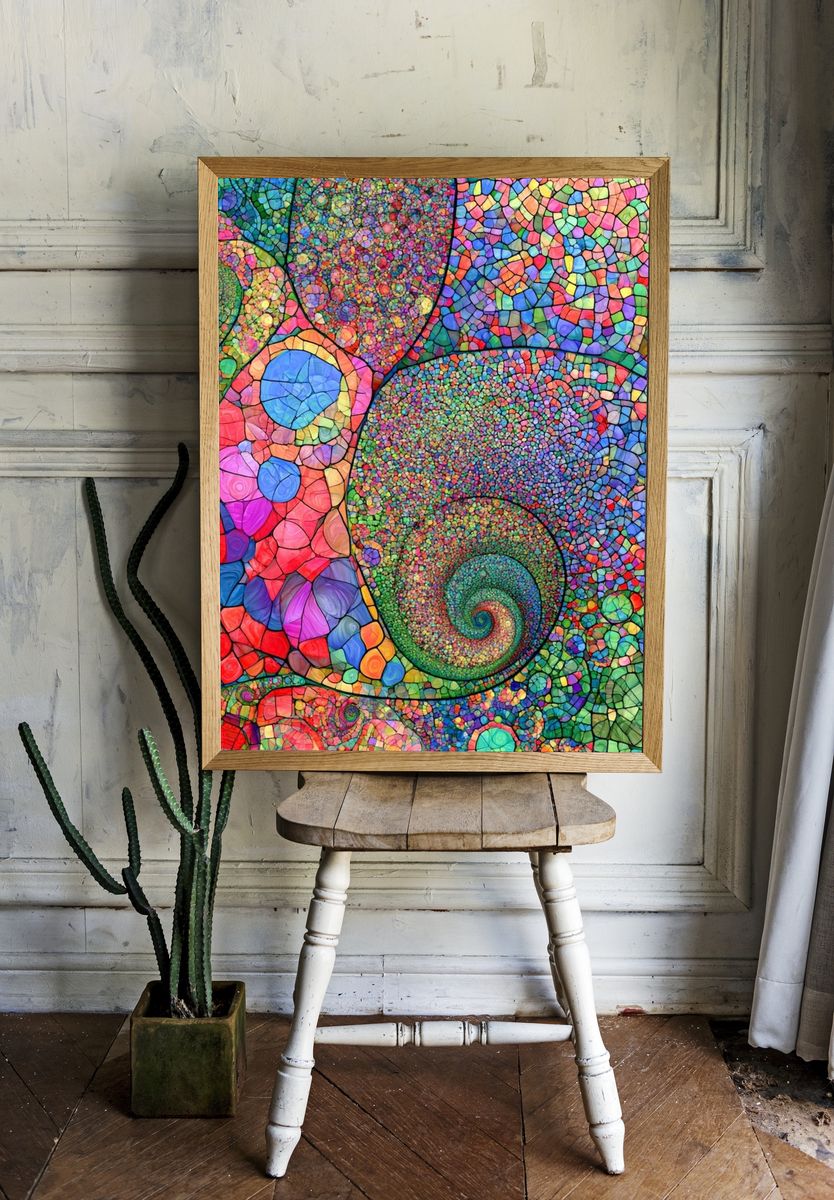 Colorful Mosaic Spiral Abstract Poster. room preview