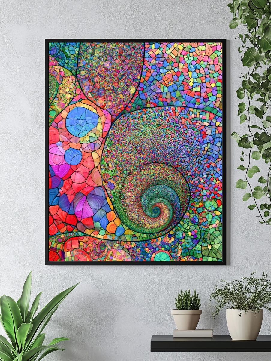 Colorful Mosaic Spiral Abstract Poster. — room view 4
