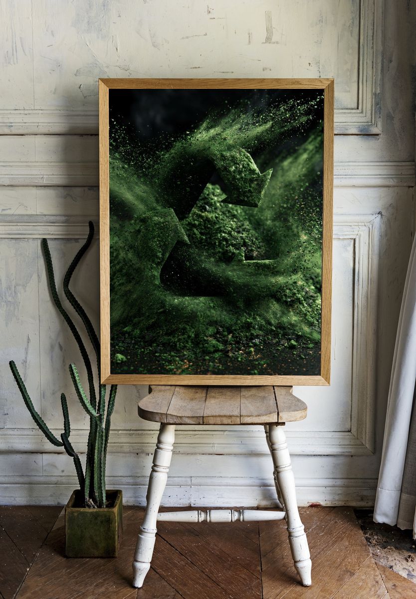 Green Particle Burst Abstract Poster. room preview
